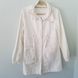 T Tahari Zipper White Rain jacket Cargo Pockets xs